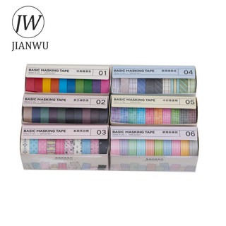 JIANWU 10 Cuộn / bộ Phong Cách Cơ Bản Series Vintage Nhiều Màu Sắc Gird Phong Cảnh Chất Liệu Cắt Băng Washi Sáng Tạo Tạp Chí Văn Phòng Phẩm