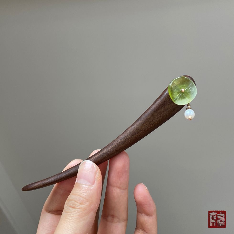 WHX-Hairpin {Zhuluoqing Lotus} Kẹp tóc ngắn 13cm Gỗ đàn hương khắc Kẹp tóc Retro Trung Quốc Niche Thiết kế độc đáo Cảm giác