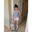 ✅ nữ ✅ Thanh Lịch Chấm Bi In Dây Khói Tím Sóng Chấm Treo Dây Sling Nữ Thiết Kế Mùa Hè Cảm Giác Slim-fit Vest Mặc Ngoài Gợi Cảm Hot Girl Ngắn Top Hợp Thời Trang