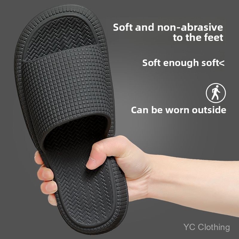 Dép đi trong nhà màu đen, Poop Black, Cảm giác bước đi, Dép đế mềm chống trượt, Dép phòng tắm trong nhà dành cho cặp đôi Unisex 58LJ