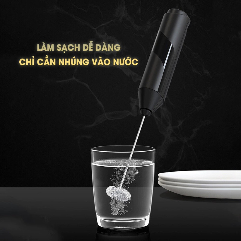 (CHÍNH HÃNG) Máy Đánh Trứng Mini HomeMate Inox 304 Cao Cấp – Máy Tạo Bọt Cà Phê Cầm Tay Dùng Pin, Đánh Matcha Đa Năng