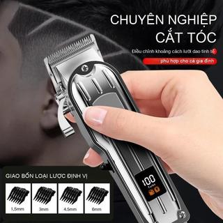 COD Tông Đơ Cắt Tóc Kim Loại Cao Cấp, Máy Cắt Tóc Sạc Pin Mạnh Cho Salon Gia Đình