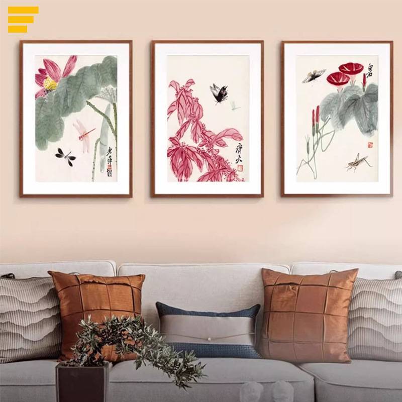 Phong Cách Trung Hoa Mới Hoa Sen Chim Canvas Tranh Không Khung Chống Thấm Nước Qi Baishi Nghệ Thuật Nổi Tiếng Cho Phòng Trà Phòng Khách Phòng Ăn Trang Trí Tường