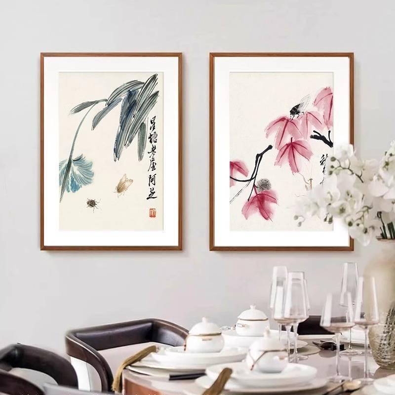 Phong Cách Trung Hoa Mới Hoa Sen Chim Canvas Tranh Không Khung Chống Thấm Nước Qi Baishi Nghệ Thuật Nổi Tiếng Cho Phòng Trà Phòng Khách Phòng Ăn Trang Trí Tường