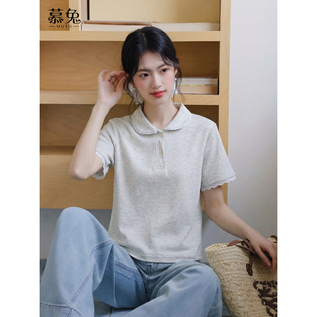 Mutu Áo Thun Ren Nữ Phong Cách Hàn Quốc Sweet Lace Cho Mùa Hè