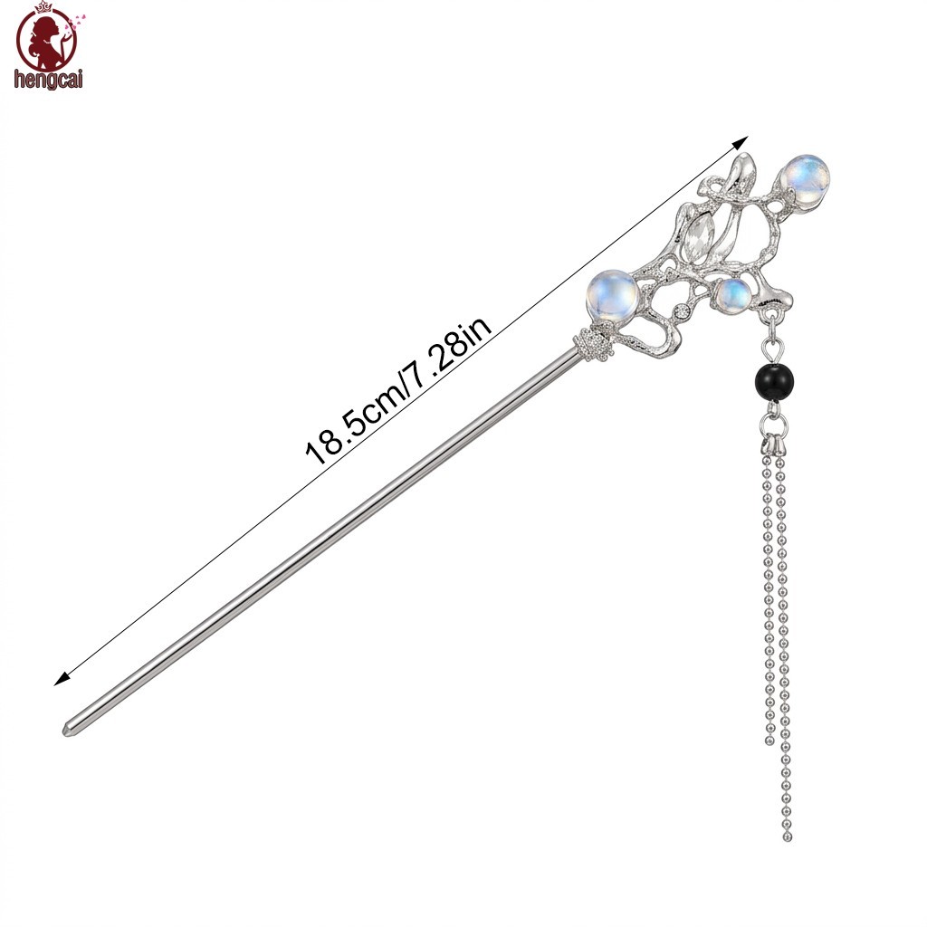 Kẹp tóc tua rua moonstone bướm dơi và hợp kim, phong cách cổ điển phù hợp cho đám cưới