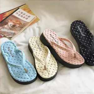 Dép Nữ Tông Kẹp Xỏ Ngõn chấm bi đế cao mềm kiểu Hàn Quốc mùa hè đi biển TONGBI 2625