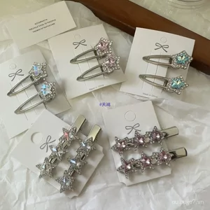 Siêu Nhấp Nháy Kim Cương Giả Ngôi Sao Kẹp Tóc Cảm Thấy Ánh Sáng Sang Trọng Kim Cương Đính Nổ Kẹp Mỏ Vịt Kẹp Tóc Bên Kẹp Đầu Trước Cặp Kẹp WZZX
