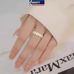 Nhẫn nữ vintage hoa cúc dễ thương, điều chỉnh size linh hoạt, phụ kiện thời trang