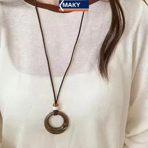 Maky Vòng Cổ Nữ Màu Nâu, Thiết KếVintage Tối Giản, Chất Liệu Nhựa