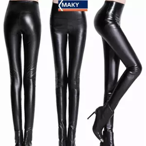 MAKY Nữ Thiên Tính Quần Legging Skinny Quần Da Ấm Quần Eo Cao VN