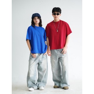 SAMTEE  Áo Thun Trơn  , Áo Thun Boxy Form Rộng Unisex 250Gsm 100% Cotton
