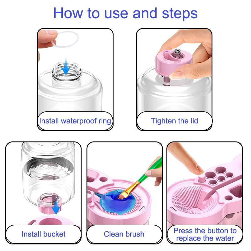 HFSHY Nail Art Brush Máy giặt có nút thoát nước Bàn chải sơn Thiết bị sạch Lưu thông nước tự động cho bàn chải nghệ thuật làm móng VN