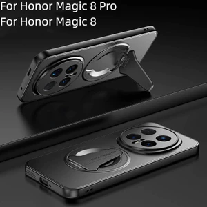 Dành Cho Honor Magic 6 Pro 7 Pro Honor Magic 8 Pro Ốp Lưng Da Sang Trọng Cảm Giác Mờ Vô Hình Giá Đỡ Từ PC Cứng Vỏ Điện Thoại Dành Cho Honor Magic8 8 Pro