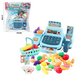 Trẻ em Máy tính tiền Đồ chơi siêu thị Bộ rau củ quả Đèn nhạc Giả vờ chơi học tập