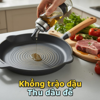Gang Skillet Chống Dính Đế Bằng Gỗ Tay Cầm Bánh Nướng Bít Tết Chiên Chảo Cảm Ứng Lò Nướng Khí