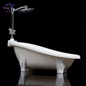 HFTOY Nhà búp bê Thu nhỏ Đồ nội thất bồn tắm Phụ kiện phòng tắm Đồ chơi giả vờ cho trẻ em ~
