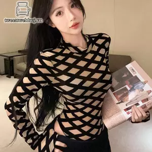 Jumpsuit tweed vintage kẻ sọc màu sắc tương phản, thời trang Y2K, dáng bodycon gợi cảm