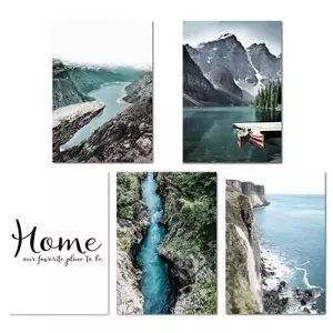 Nordic Mountain Lake Waterfall Natural Landscape Canvas Painting Art Home Wall Decor Canvas Poster