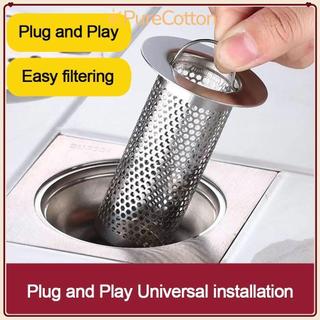 [COD] Bộ lọc bồn rửa PURECOTTON0, Lưới lọc thoát nước sàn chống đâm thủng có tay cầm, Dụng cụ thoát nước thải bằng thép không gỉ chống tắc hữu ích Nút chặn tóc thực phẩm Dụng cụ vệ sinh phòng tắm nhà bếp