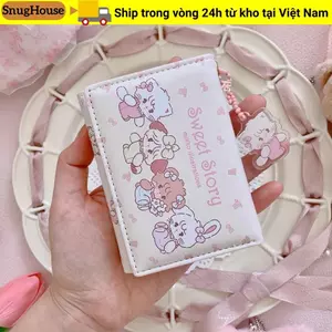Ví đựng tiền xu SNUGHOUSE, Ví ngắn hoạt hình Mikko, Túi đựng tiền bằng da PU thời trang Nữ Cô gái
