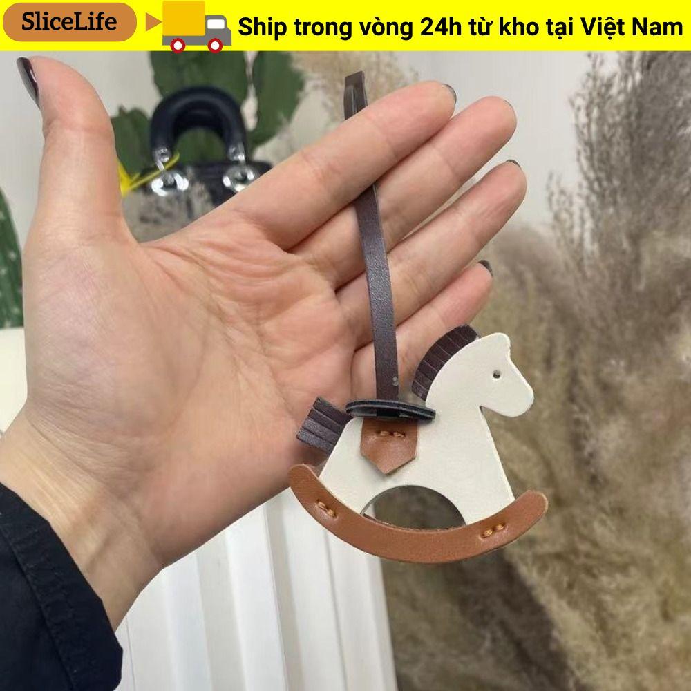 Mặt dây chuyền túi SLICELLIFE hình ngựa, phụ kiện treo ví dễ thương, da PU bền, quà tặng động vật, DIY
