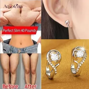 AqToCna 1 Đôi Bông Tai Giảm Béo Bông Tai Sức Khỏe Giảm Cân Trang Sức Từ Tính AqToCna