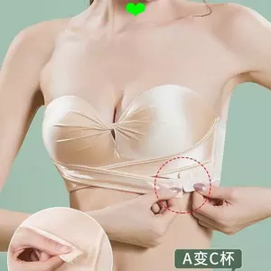 Quần Lót Không Dây Nữ Chống Trơn Trượt Ngực Nhỏ Tập Hợp Không Có Vòng Thép Dày Nhìn Lớn Top Hỗ Trợ Ống Vô Hình Top Áo Ngực Cưới