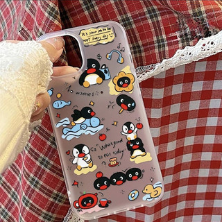 Ốp Lưng IPhone 15 XR 16 11 13 14 12 Pro Max7 8Plus X XS Max Ngôi Sao Chim Cánh Cụt Vui Nhộn Cá Trái Tim