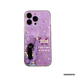 Ốp Điện Thoại Màu Tím Hoạt Hình Cô Gái Họa Tiết Sơn Thích Hợp Cho iPhone 11promax 12promax 11 12 13 14 Pro max 15promax 15 16 17 pro max xr xs 12pro 13pro Ốp Mềm Chống Sốc