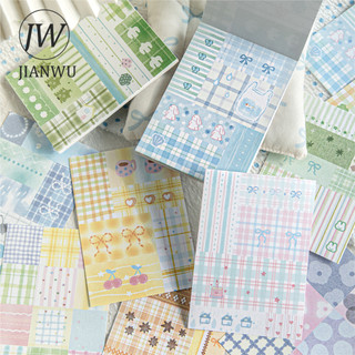JIANWU Miếng Dán Bảo Tàng Series Vintage Gird Nhãn Cảnh Quan Cắt Dán Thêu Sò Chất Liệu Giấy Sáng Tạo Rác Tạp Chí Văn Phòng Phẩm