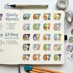 Bộ 50 Miếng Dán Graffiti PVC Chống Thấm Nước Số 67 Cho Thêu Sò Đồ Thủ Công DIY