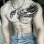 AqToCna Lớn Ngực Eo Vai Ba Chống Thấm Nước Tạm Thời Hình Xăm Stier Chéo Lông Cánh Gai Giả Tatoo Underboob Body Art AqToCna