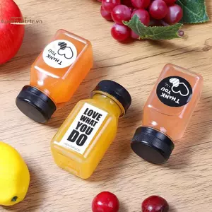 Hộp đựng đồ uống TRTR 4 Chai nước ép 120ml Cà phê trong suốt rỗng Milktea Chai nhựa vuông có nắp VN