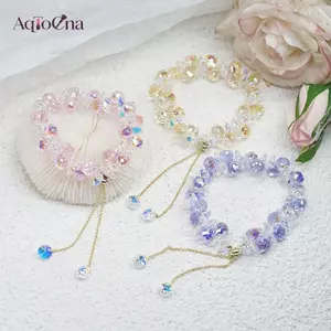 AqToCna Mới Nhân Tạo Áo Pha Lê Vòng Tay Thời Trang Sáng Bóng Đá Hạt Co Giãn Dây Dây Vòng Tay Cho Nữ Trang Sức AqToCna