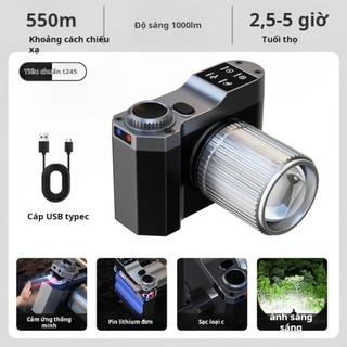 Đèn pin đội đầu, cảm biến sóng, chống thấm nước, 3 chế độ ánh sáng, có zoom gần xa, đèn pin trán