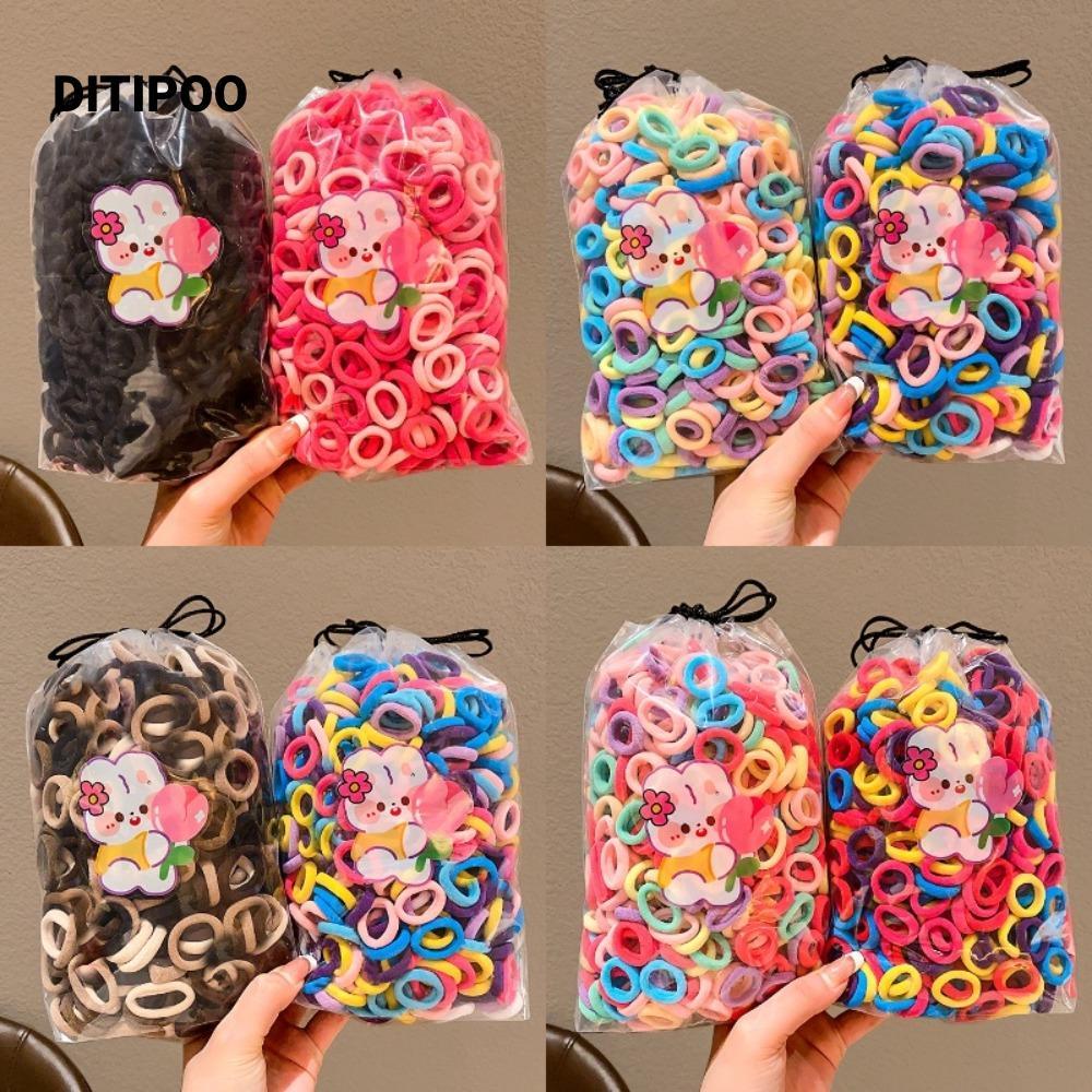 Ditipoo 100 Bộ Băng Đô Trẻ Em, Băng Đô Quấn Tóc Cao Cấp MIni Dễ Thương Hàn Quốc, Giá Đỡ Đuôi Ngựa Thời Trang Màu Nâu Đen Dây Buộc Tóc Màu Kẹo Dây Buộc Tóc Mũ Trẻ Em