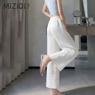 [MIZIQI] Quần dài đến mắt cá chân eo cao mùa hè dành cho nữ, Quần ren thẳng