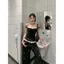 Phong cách phương Tây ngọt ngào phù hợp với phong cách Hàn Quốc Slimer Look Ngắn khâu ren Áo yếm nữ Slim-fit Áo không tay dáng rộng