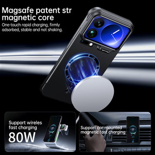 Ốp Lưng Từ Tính Không Khung Cho Xiaomi 17 Pro Max 15 14 Pro Vỏ Sạc Không Dây Có Chân Đế Ống Kính