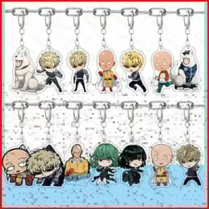 HT3 ONE PUNCH-MAN Acrylic Móc Khóa Saitama Genos Mặt Dây Chuyền Tatsumaki Túi Phụ Kiện Anime Ngoại Vi TH3