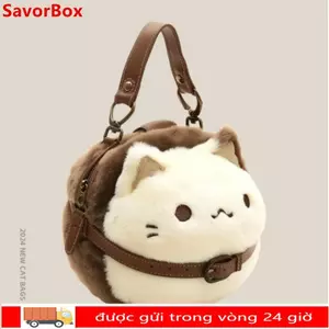 Túi xách mèo con sang trọng SAVORBOX, Túi ly hợp mèo cấp độ cao mềm mại, Túi đeo vai lông thú đáng yêu Quà tặng cho bé gái