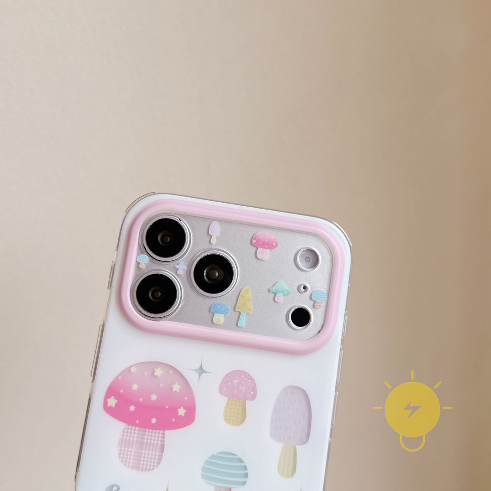 Phone Case For iPhone 17 Pro Max 16 15 TPU Colorful Mushroom Aesthetic Korean Cute