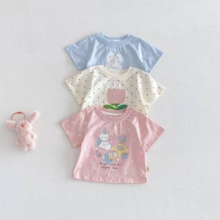 (1-8Yrs) Bé Gái Ren Ruffle Hem Cotton Tay Ngắn Mùa Hè Ngọt Ngào Phong Cách Công Chúa Dễ Thương Cho Bé Tập Đi Áo Sơ Mi Thường Ngày