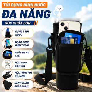 Túi đựng Bình Nước Thể Thao, Dây đeo Vai điều Chỉnh,phù Hợp Bình 30oz-40oz, Ngăn điện Thoại, Móc Khóa, Túi đựng Thẻ