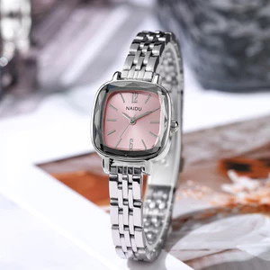 Kim Cương Cắt Nhỏ Đĩa Vuông Đồng Hồ Ánh Sáng Sang Trọng Dây Thép Đồng Hồ Thạch Anh Retro 26.5.10