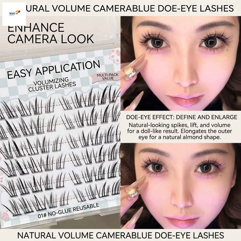 Lông mi giả mắt Doe tự nhiên C Curl Matte Black Sợi tổng hợp Lash cho mắt châu Á Camera HD Sẵn sàng