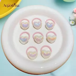 AqToCna 10 Cái / bộ Dây Buộc Tóc Dễ Thương Cho Trẻ Em Ngôi Sao Trái Tim Ngọc Trai Quyến Rũ Công Chúa Cô Gái Dây Cao Su Co Giãn Đuôi Ngựa Mũ Phụ Kiện Tóc AqToCna