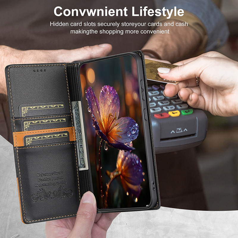 Dành Cho Xiaomi Redmi Note 15 14 13 Pro Plus 5G Note 14 Doanh Nghiệp RFID Chặn Ví Điện Thoại Bao Da PU Lật Chân Đế Vỏ