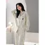 Bộ đồ ngủ gấu trúc hoạt hình nữ, có miếng đệm ngực và quần áo dài tay, bộ đồ mặc nhà đáng yêu